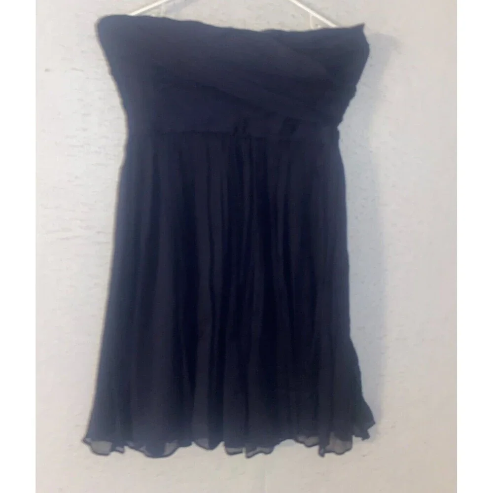 J Crew Sz 6 Women's Fully lined Navy Blue Strapless 100% Silk Dress Sexy Mini